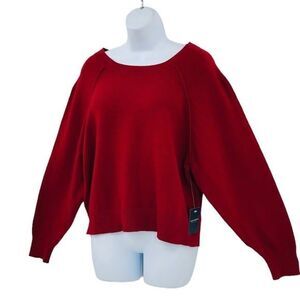 Lucky Brand Burgundy Red Crop Sweater Puff Sleeve Sz. L NWT